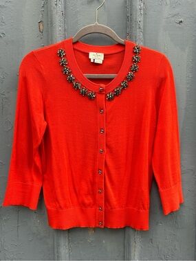 Kate Spade Orange jewelled Cardigan, size M